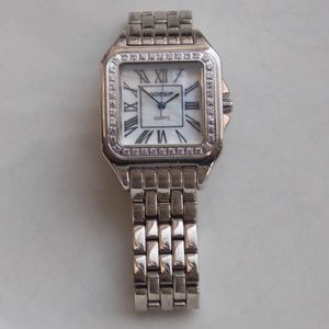 Gossip Oversized Square Tank Watch with Metal Band